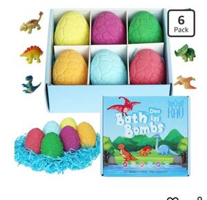 lot 9122 image: Dinosaur Egg Bath Bombs for Kids �� 6pc Fizzy Dino Bath Bomb