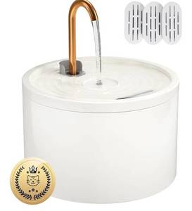 lot 9124 image: Ceramic Cat Water Fountain - 2.1L71oz - All-Ceramic Body & Pure Copper Water Spout