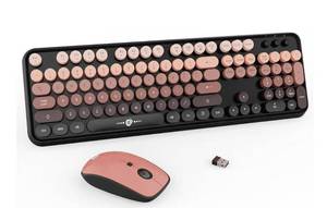lot 9125 image: FOPETT Wireless Keyboard and Mouse Combo - 2.4G Full-Sized Cute Colorful Mouse and Keyboard