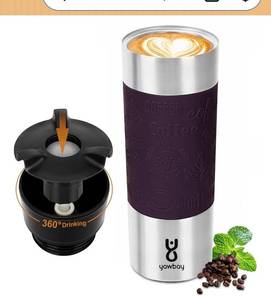 lot 9127 image: Travel Coffee Mug with 360°Lid, Travel Coffee Tumbler 16 oz Leak Proof, Stainless Steel Insulated Travel Mugs for Hot and Cold Spill Proof Leak Proof (Purple