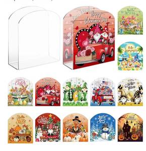 lot 9130 image: Patelai 14 Pcs Holiday Acrylic Napkin Holder Interchangeable Seasonal Decor Guest Napkins Holder
