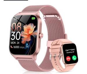 lot 9136 image: CASCHO Smart Watch for Women (2 Bands), Bluetooth Call Smartwatch with AI Voice,1.85 HD Fitness Watch,Heart RateSpO2StepsSleep Monitor,120 Sports Modes,Smart Watches for Android iOS-Rose Gold