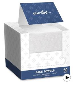 lot 9144 image: Ourmed Life Face Towels, 11x9 Disposable Face Towel Ultra-Soft, Thickened Facial Towelettes,  2 pack  50 count each