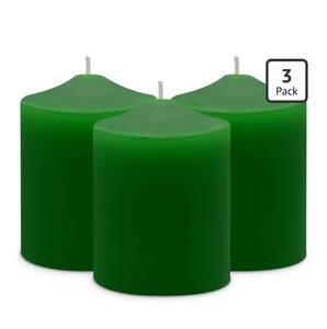 lot 9148 image: 3x4 Inch Green Pillar Candles, 3 Packs Unscented Smokeless Pillar Candles