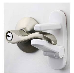 lot 9151 image: Door Lever Lock (1 Pack) Prevents Toddlers from Opening Doors. 3.25 L  1.5 W  4.5 H