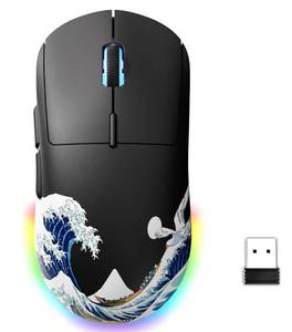 lot 9153 image: G57 Wireless Gaming Mouse, 8000 DPI, 80g, 2.4GBluetoothUSB-C Rechargeable Wireless Mouse with 5 Programmable Buttons for PCMac, Black