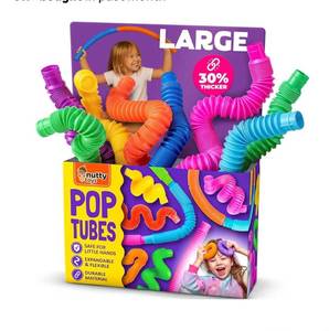 lot 9155 image: Nutty Toys Pop Tubes - Large 8-Pack Sensory Toys