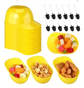 lot 9156 image: Gejoy 12 Set Yellow Helmet Snack Ice Cream Bowl Construction Hard Hats Snack Bowl 8 oz Mini Sundae Bowl with Novelty Disposable Plastic Shovel Shape Dessert Spoon