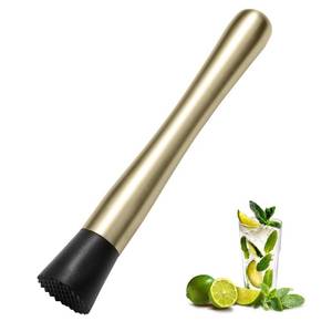 lot 9159 image: 8 Inch Stainless Steel Cocktail Muddler and Mixing Spoon Home Bar Tool Set - Create Delicious Mojitos Old FashionedMint JulepOther Fruit Based Drinks (Gold)