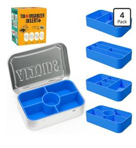 lot 9160 image: 4-Pack Tin Organizer Inserts Compatible with Altoids 1.76oz Mint Tins Ideal Dividers for Personal Essentials,