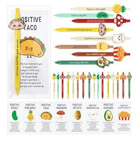lot 9162 image: Positive Pens Gift Bulk Cute Funny Pen with Inspirational Card Employee Appreciation Day