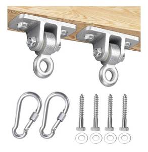lot 9166 image: BETOOLL 2400lb Capacity Heavy Duty Swing Hangers for Wooden Sets Playground Porch Indoor Outdoor & Hanging Snap Hooks Silver Set of 2
