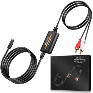 lot 9171 image: Neoteck 192kHz DAC Converter 7ft2.1m Optical to RCA Cable SPDIF to RCA Digital to Analog Converter for HDTVs Set-Top Boxes DVDBlu-Ray Players-Male Output