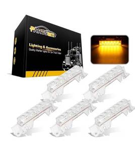 lot 9195 image: Partsam 5PCS Clear Lens 6LED Amber Cab Light Truck Trailer Top Cab Marker Roof Running Light