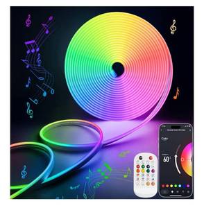 lot 9208 image: Lamomo RGB Neon LED Strip Lights, 16.4Ft Led Neon Rope Lights with App Remote Control, Music Sync,
