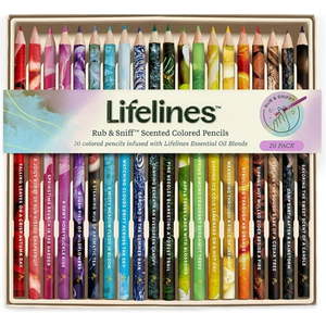 lot 111 image: Lifelines Classic & Earth Palette Rub & Sniff Scented Colored Pencils Set  20 Pack - Retail $33