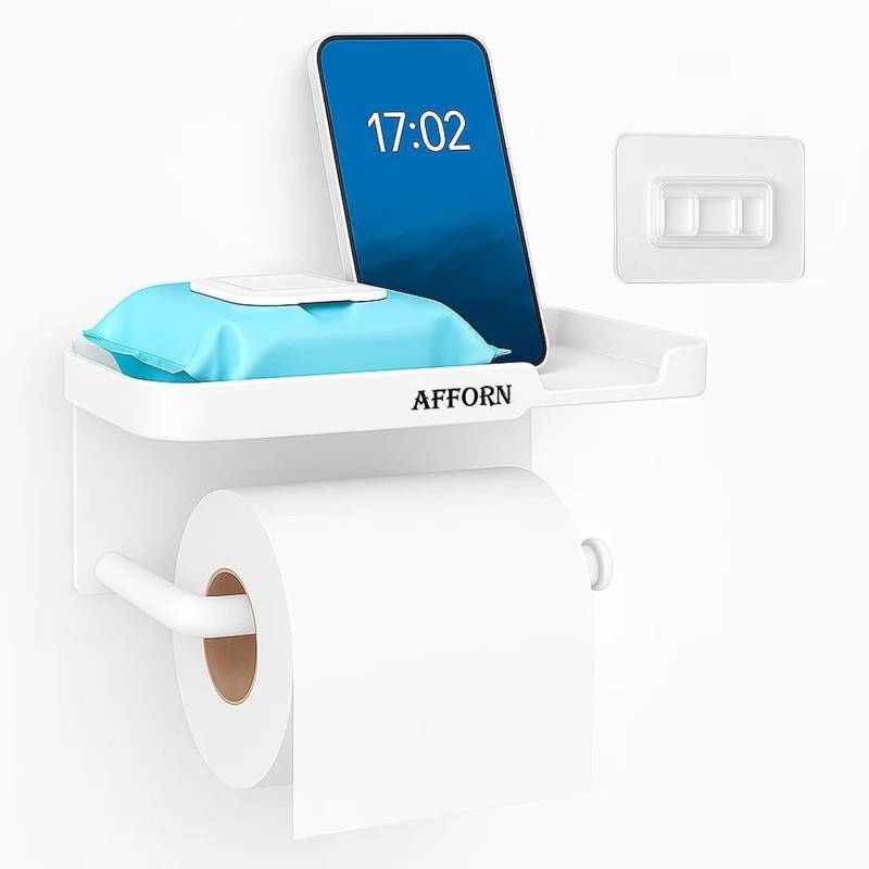 lot 2421 image: Minimal Toilet Paper Holder Self-Adhesive, Wall Mount, No Drill, Easy Installation