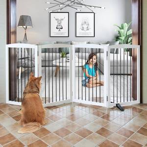 lot 1603 image: Folding Wooden Hallway & Stairs Dog Gate - 32 H, White
