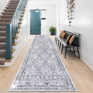 lot 1620 image: Vaukki Hallway Runner Rug, Vintage Shaggy Soft Laundry Rug Runner, Non Slip Entryway Runner Mat, Washable Farmhouse Kitchen Area Carpet for Bathroom, Entryway and Bedroom (26 X 12, Grey)