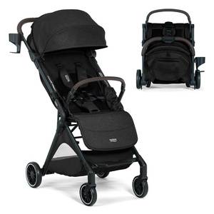 $280 Britax Juniper+ Compact Stroller, Portable & Lightweight On-The-Go Stroller with Fastpack & One-Hand RapidFold, Infant Car Seat Compatible, Built-in Carry Strap, Ventilating Fabrics   Raven Black