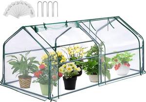 lot 1644 image: Greengro Mini Greenhouse, 71 x 36 x 36 Portable Greenhouses for Outdoors with Roll-up Zipper Door, Ground Stakes & 20 T-Shaped Plant Tags, Waterproof UV-Resistant Green House for Indoor