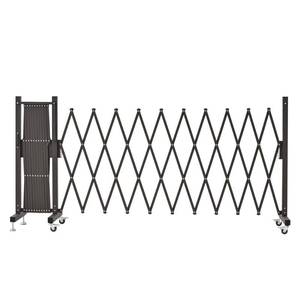 lot 1648 image: $213 GYMTIME Expandable Metal Barricade, Safety Barrier with Casters, Flexible Mobile Gate, 23 Feet, Brown, Adjustable Temporary Fence for Garden Indoor