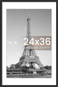 lot 1652 image: upsimples 24x36 Poster Frame, Display Pictures 20x30 with Mat or 24 x 36 Without, Wall Hanging Picture Frames, Black, 1 Pack