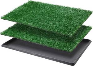 lot 1654 image: LOOBANI Dog Grass Pad with Tray Large Dog Litter Box, Indoor Potty for Apartment and Patio Training, with 2 Packs Fake Grass Pee Pads for Replacement (Tray Potty 23.6  35.5inch)