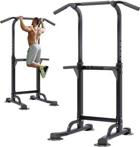 lot 1655 image: soges Power Tower Pull Up Bar Station, Free Standing Pull Up Rack Dip Station for Home Gym, Height Adjustable Home Strength Training Fitness Workout Equipment