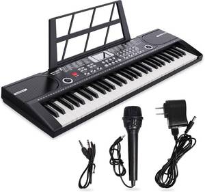 61 keys keyboard piano, Electronic Digital Piano with Built-In Speaker Microphone, Sheet Stand and Power Supply, Portable piano Keyboard Gift Teaching for Beginners