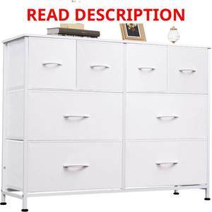 lot 1659 image: WLIVE Dresser for Bedroom with 8 Drawers, Wide Fabric Dresser for Storage and Organization, Bedroom Dressers, Chest of Drawers for Living Room, Closet, Hallway, BLACK