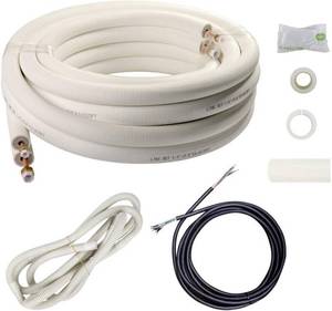 lot 1675 image: $124 Wostore 25 Ft. Line Set 14&38 Inch 38 PE for Mini Split Air Conditioner Copper Pipes Insulated Coil HVAC with Fittings