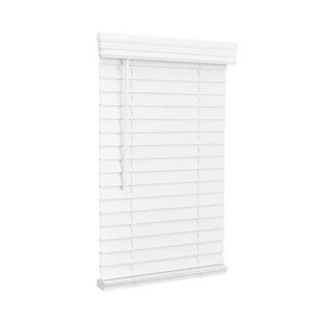 lot 1688 image: Lotus & Windoware Cordless 2 Faux Wood Room Darkening Horizontal Blind, 34.5 Width x 60 Length, Bright White, Embossed