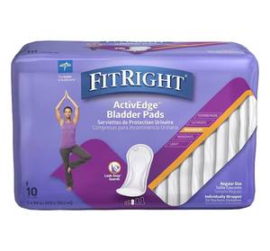lot 1689 image: CASE PACK OF 12-FitRight Incontinence Bladder Control Pads, Maximum Absorbency, 5.5 x 13.75, 10 Count PER. 120 Total