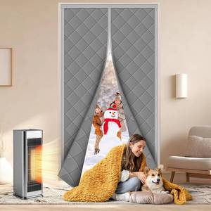 lot 1694 image: Thermal Door Curtain, Magnetic Insulated Draft Stopper, Windproof Doorway Curtain Cover 34 x82  Fits Door Size 32 x80 , Temporary Insulation Cover for Summer Winter Doorways Gray