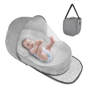 lot 1695 image: Portable Bassinet for Baby Travel & Home - Lightweight Foldable Bedside Sleeper with Breathable Mesh, Carry Bag & Storage Pocket, Compact Bassinets for Newborn Infant, Safe Cosleeping Design