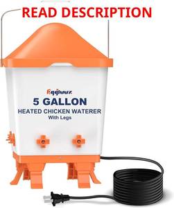 lot 2712 image: Heated Chicken Waterer 5 Gallon Thermostatically Controlled Poultry Water Heater with 8 Horizontal Nipples for Winter COLOR IS RED