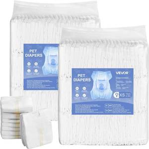 lot 2713 image: VEVOR Disposable Dog Diapers, Super Absorbent Female Dog Diapers, 360  Leak-Proof Female Doggy Pet Diaper with Wetness Indicator for Heat Period, Training, Incontinence - XS, 144 Count (2 Packs of 72)