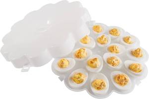 lot 2731 image: Deviled Egg Containers with Lid   Set of 2 Platters Hold 18 Eggs Each   Egg Container for Refrigerator or Carrying to Parties by Classic Cuisine