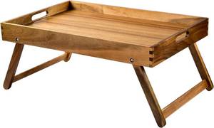 lot 2752 image: Extra Large Folding Bed Tray Table, 22  x 14  Acacia Wood Breakfast Tray, Food Serving Tray with Legs for Eating in Bed