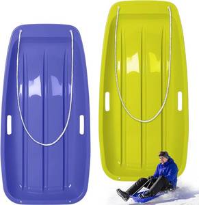 lot 2757 image: Poen 2 Pcs Plastic Snow Sled 35 Downhill Sprinter Winter Toboggan Sled Board with Pull Rope and Handles Snow Sleds for Kids Adults Downhill Sledding Sleigh Sand Board Sleigh