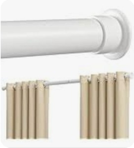 lot 2769 image: Tension Curtain Rod 64-120 Inches, Heavy Duty Tension Rod for Windows, No Drilling Adjustable Curtain Rod for Patio, Renter Friendly Pressure Curtain Rods for Room Divider, Outdoor, Black