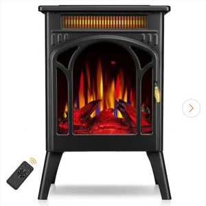 lot 2775 image: Rintuf Small Electric Fireplace Heater, 1500W Infrared Fireplace Stove with 3D Flame Effect, Adjustable Thermostat, 8H Timer, Remote Control, Freestanding Space Heaters for Indoor Use Large Room Safe