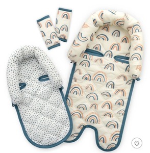lot 2791 image: GoldBug Duo Car Seat Head Support and Strap Cover - Car Seat Insert for Baby - Rainbow