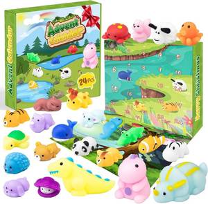 lot 2798 image: Advent Calendar 2025 with 3 Cute Jumbo Dinosaur and 21 Mochi Squishy Toys - 24 Days Christmas Countdown Calendar Gifts for Kids Boys Teen Toddlers (Animals)