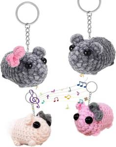 lot 2835 image: Christmas Tree Decorations, Set of 4 Hamster Plush Keychains with Music, Cute Keychains for Backpack, Christmas Decorations