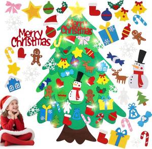 lot 2840 image: Felt Christmas Tree for Toddlers, Felt Christmas Tree with Lights 28x40.9 Inch,40Pcs DIY 3D Wall Door Hanging Christmas Trees for Toddler Baby Kid Child, Felt Craft Kits for Xmas Party Decor Gift