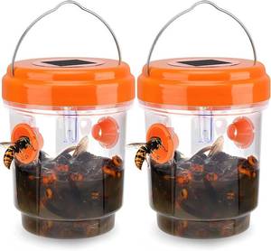 lot 2843 image: Wasp Traps for Hunting Wasps, Bees, Hornets, Insects, Yellow Jacket Traps, Wasp Trap Catcher, Reusable Solar Powered Hanging for Outdoor, 2 Packs