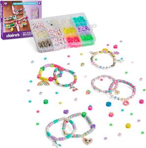 lot 2845 image: Claire s DIY Bracelet Kit   895-Piece Jewelry Making Supplies Set Clay Heishi Beads, Alphabet, Charms, String Friendship Bracelet Kit for Girls Arts & Crafts Activity Fashion Accessory Gift Age 8