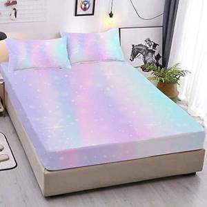 lot 2857 image: MUSOLEI Colorful Girls Fitted Sheet Set Rainbow Sheets, 3D Rainbow Twin Bedding Set Girl Bed Sheets 2PCS Boho 1 Fitted Sheet with 2 Pillowcases Wrinkle Free Cozy Microfiber for Girls(Full)